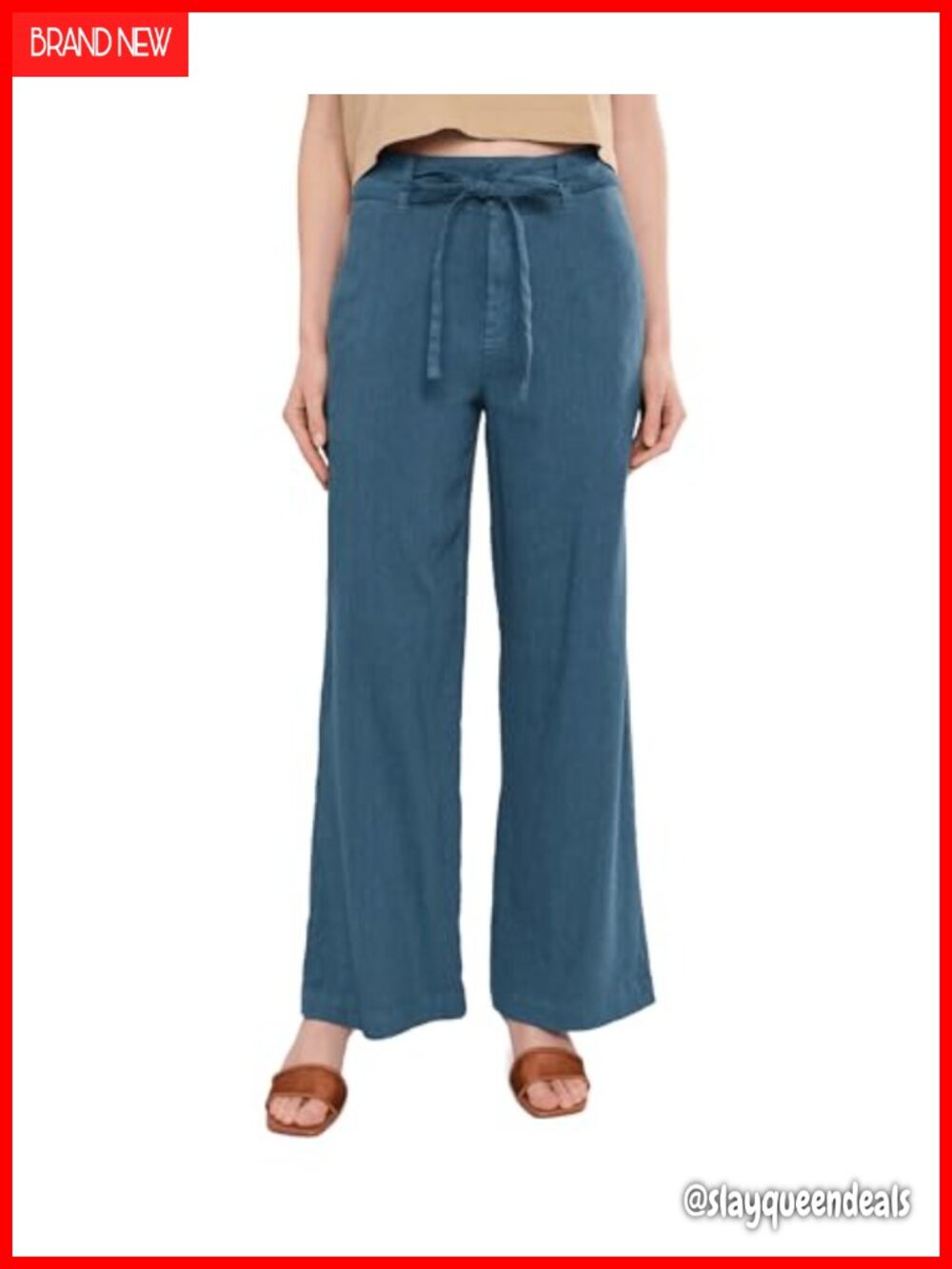 Linen Wide Leg High Rise Pants Relaxed Fit Hook Bar